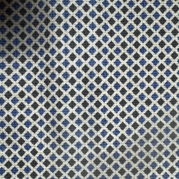 Decorator Fabric Material - 4 yards x 44" Cotton Small Geometic Blue Tan #3428 - Picture 3 of 6